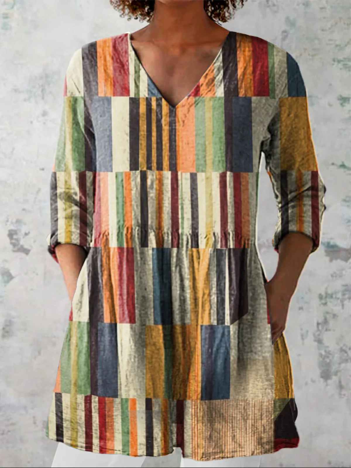Chloe  Long Blouse with V-Neck