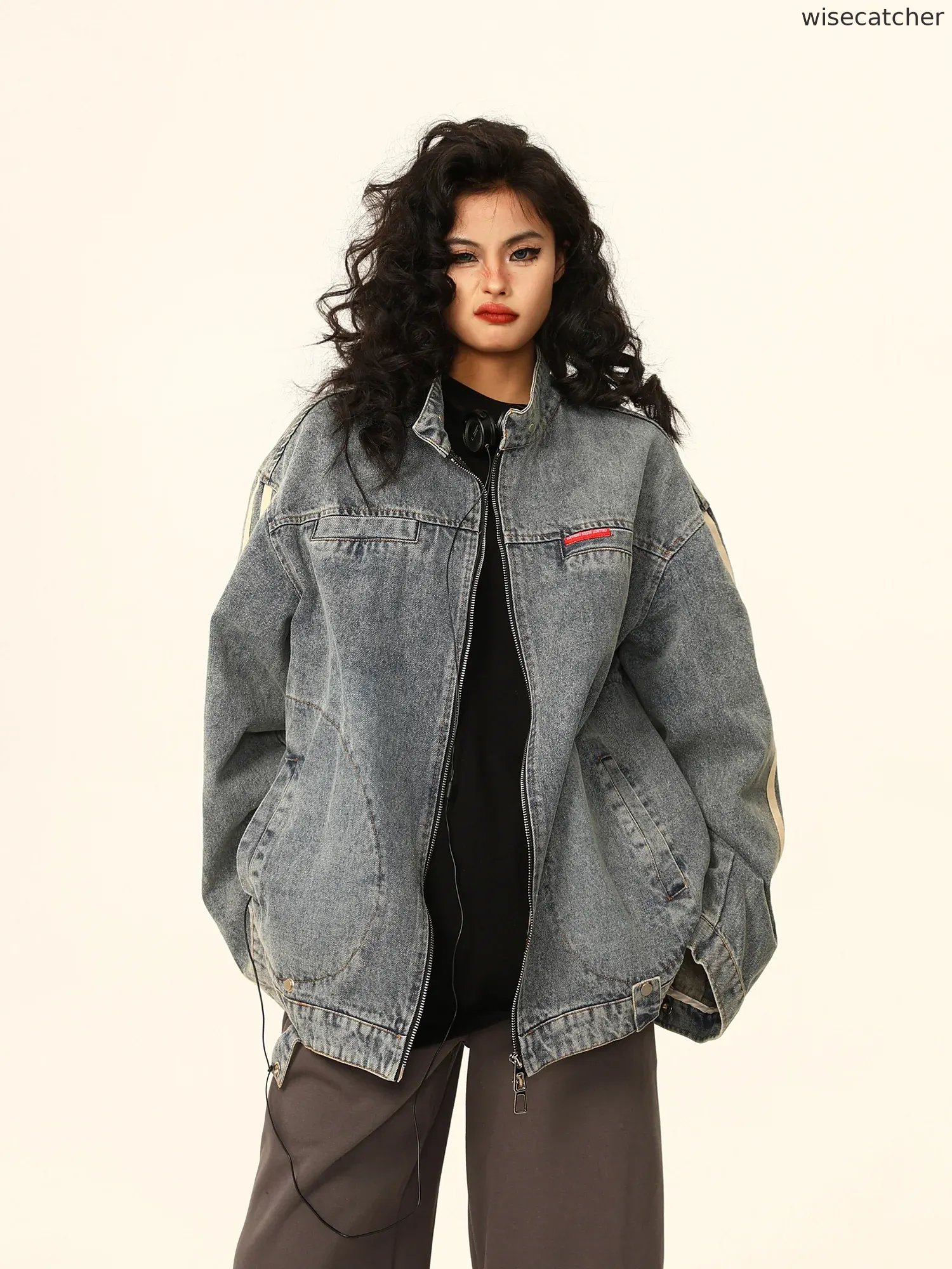American retro washed blue denim jacket - jugjet