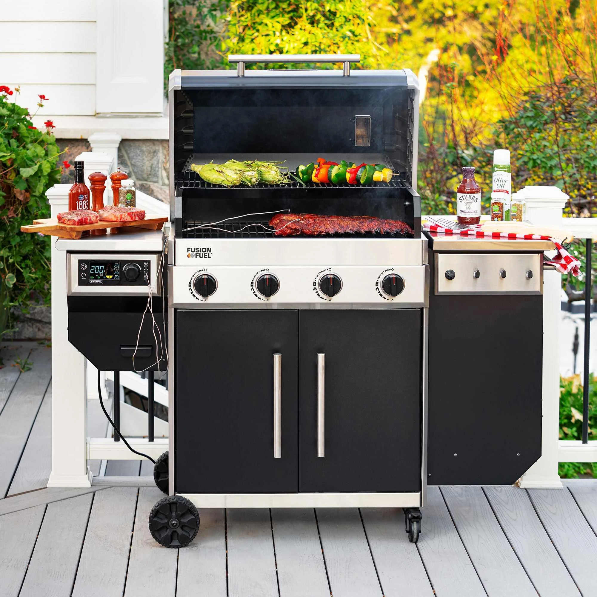 Gas Grill and Wood Pellet Smoker Combo, WiFi and Bluetooth Control Technology
