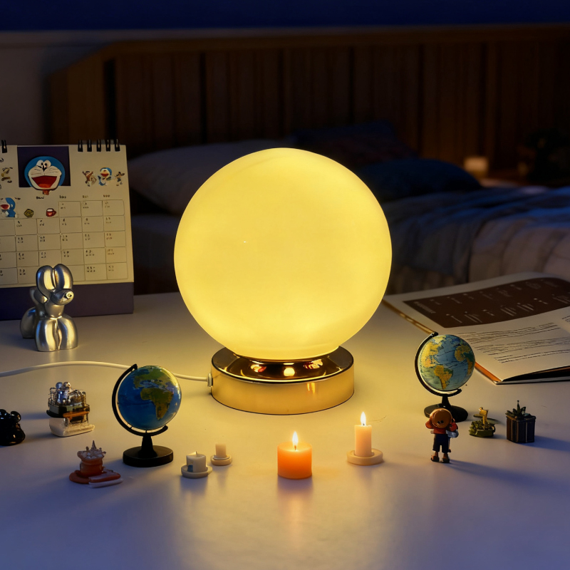 Scandinavian Glass Globe Table Lamp