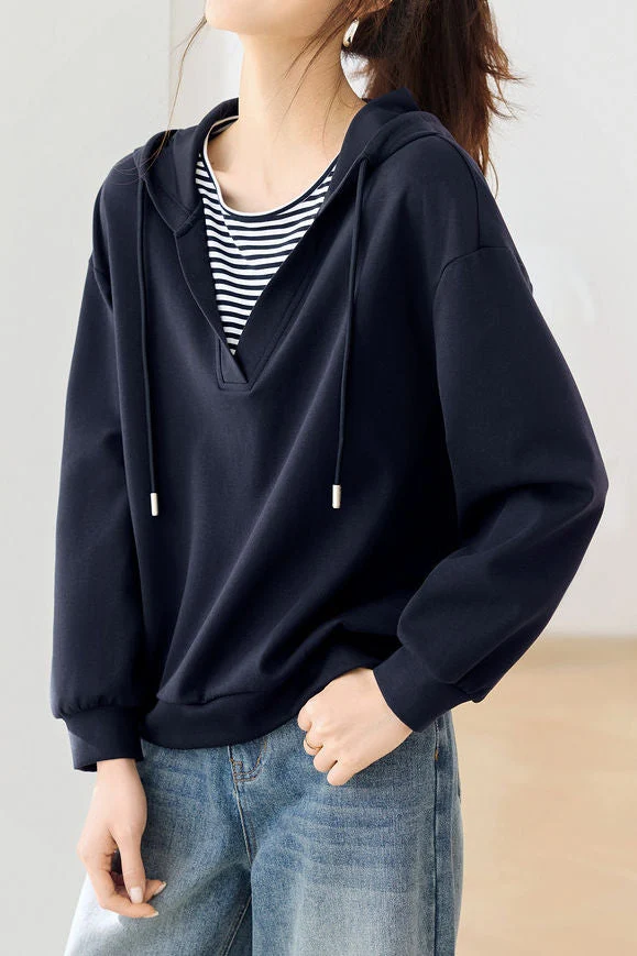 Casual Office Versatile Fake Two-Piece Sweatshirt - gazingly