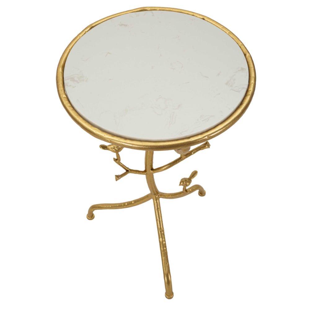 Table basse en métal doré et marbre cm ø 38x60