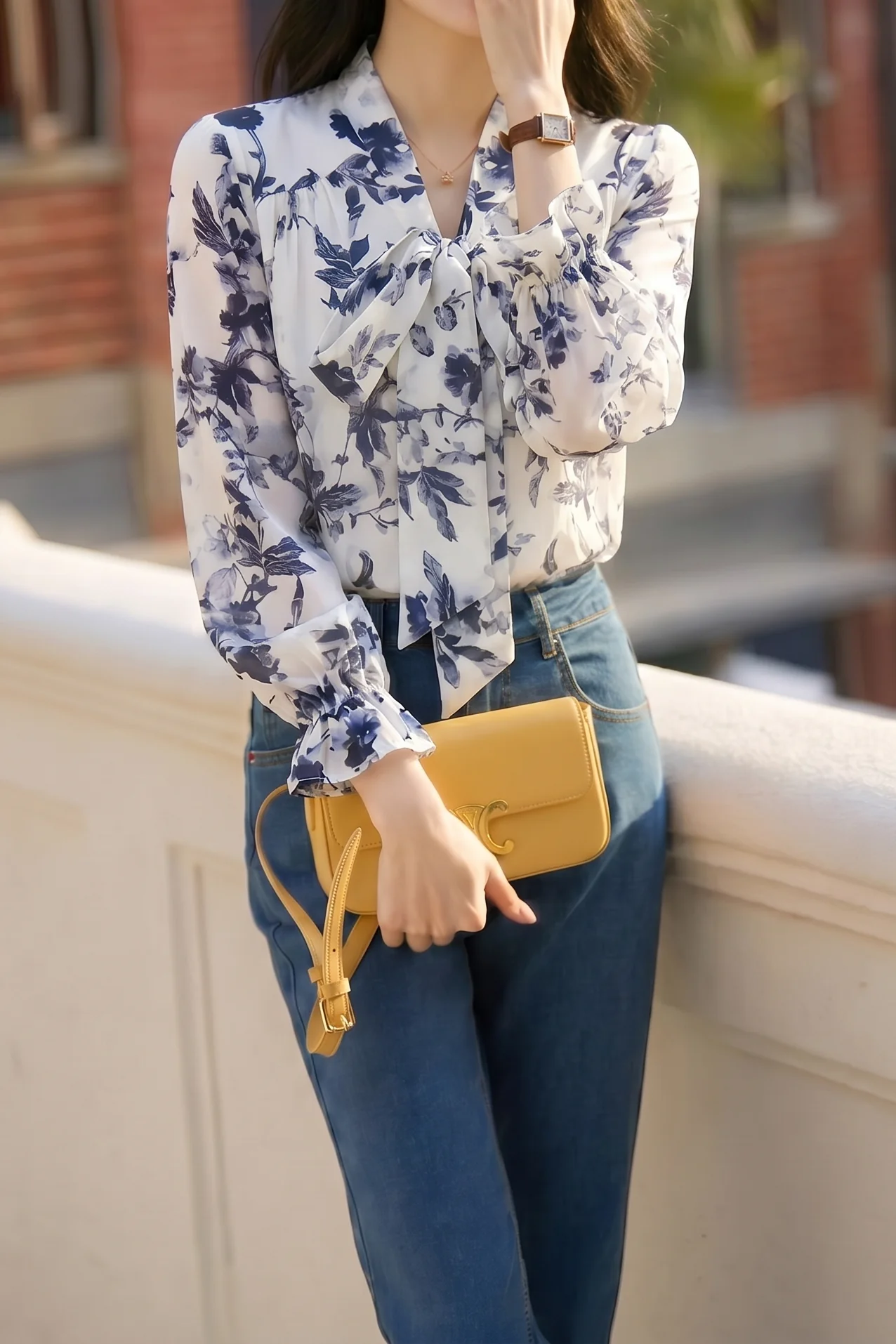 Elegant Retro Floral Tie Shirt - gazingly