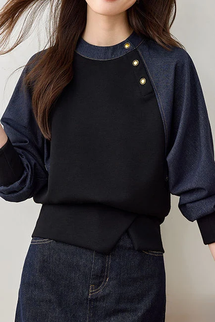 Stylish Casual Spliced Crew Neck Hoodie - gazingly