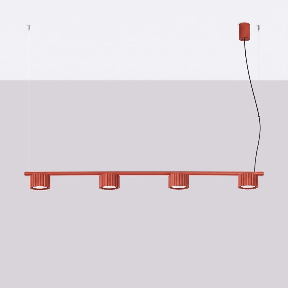 Aura - Lustres aluminium rouge H 208 cm
