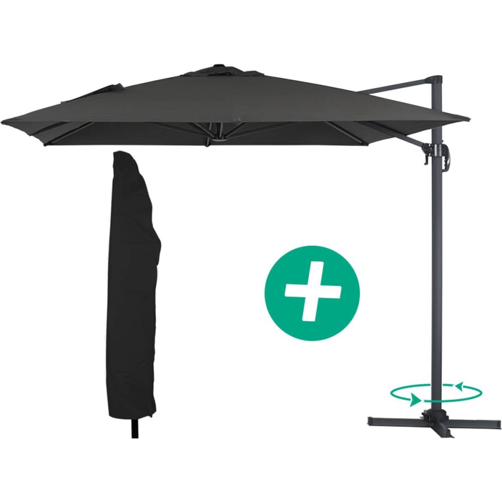 Sun 4 - Parasol jardin en aluminium noir 300 x 400 x 300 cm