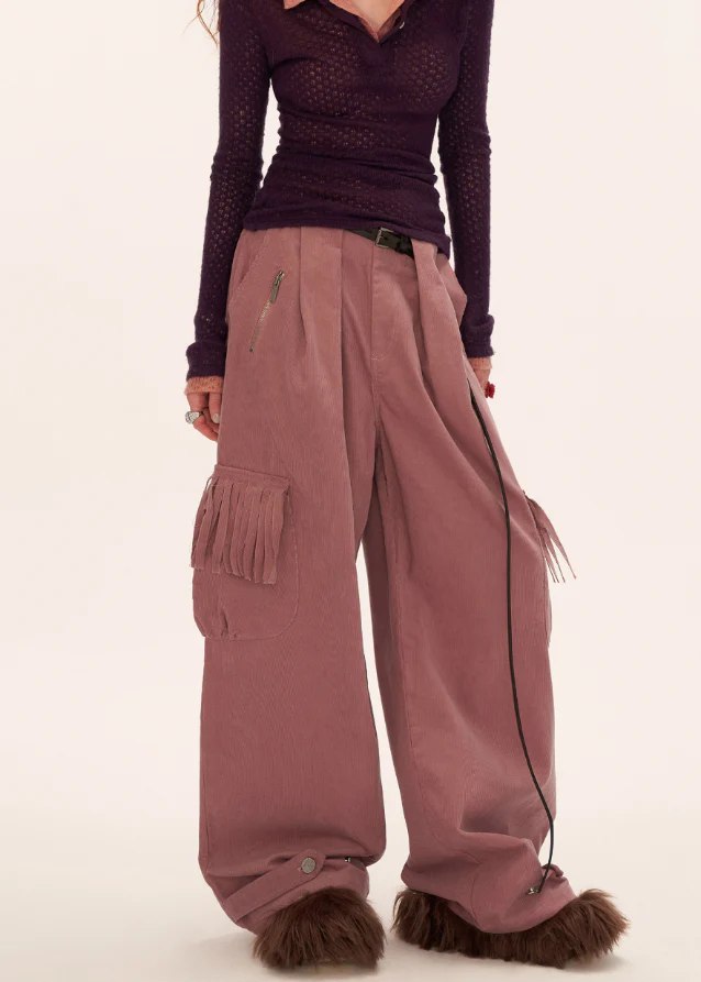 Fringed Cord Pants
