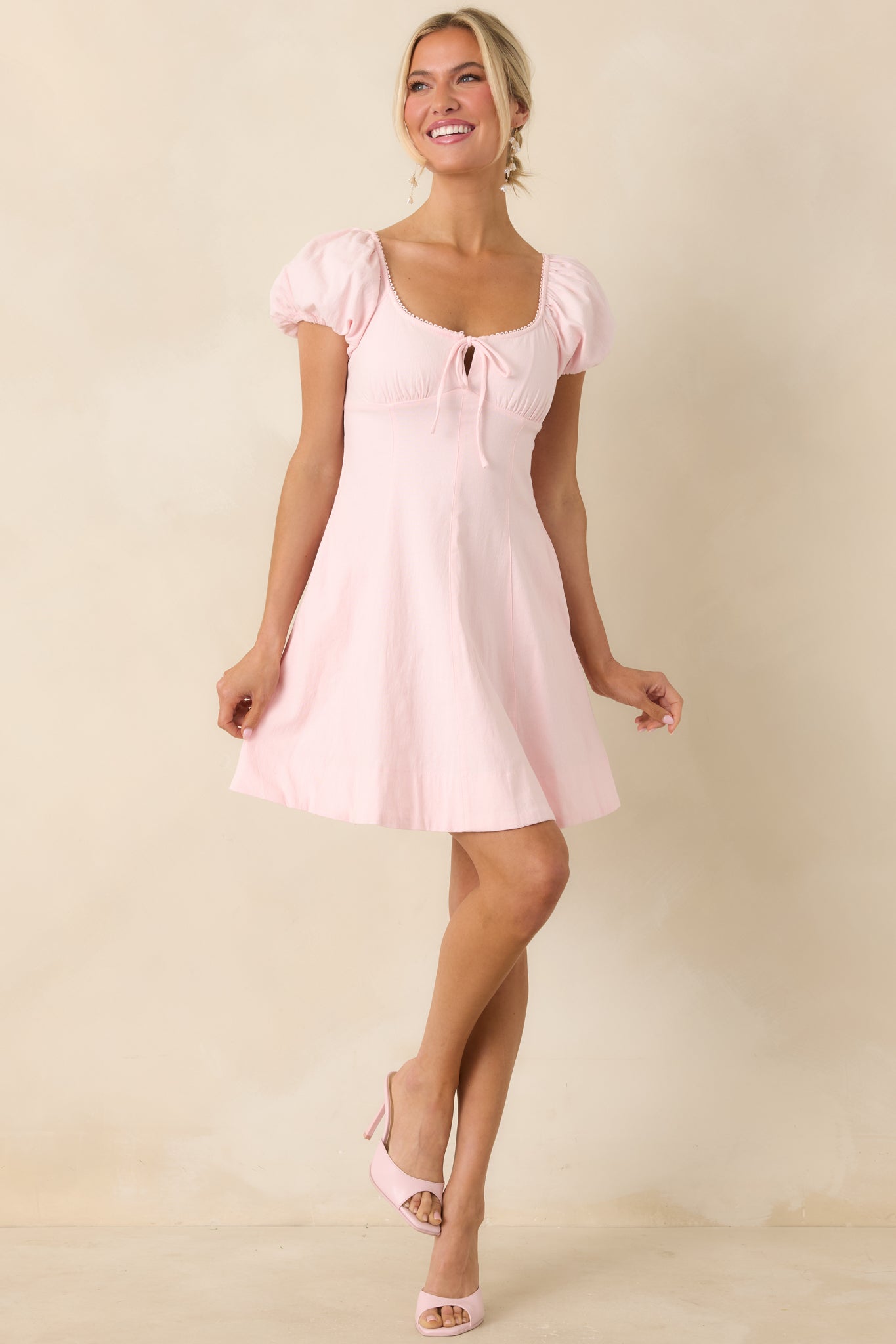 Love Is In the Air Peony Pink Cotton Peasant Mini Dress - gazingly