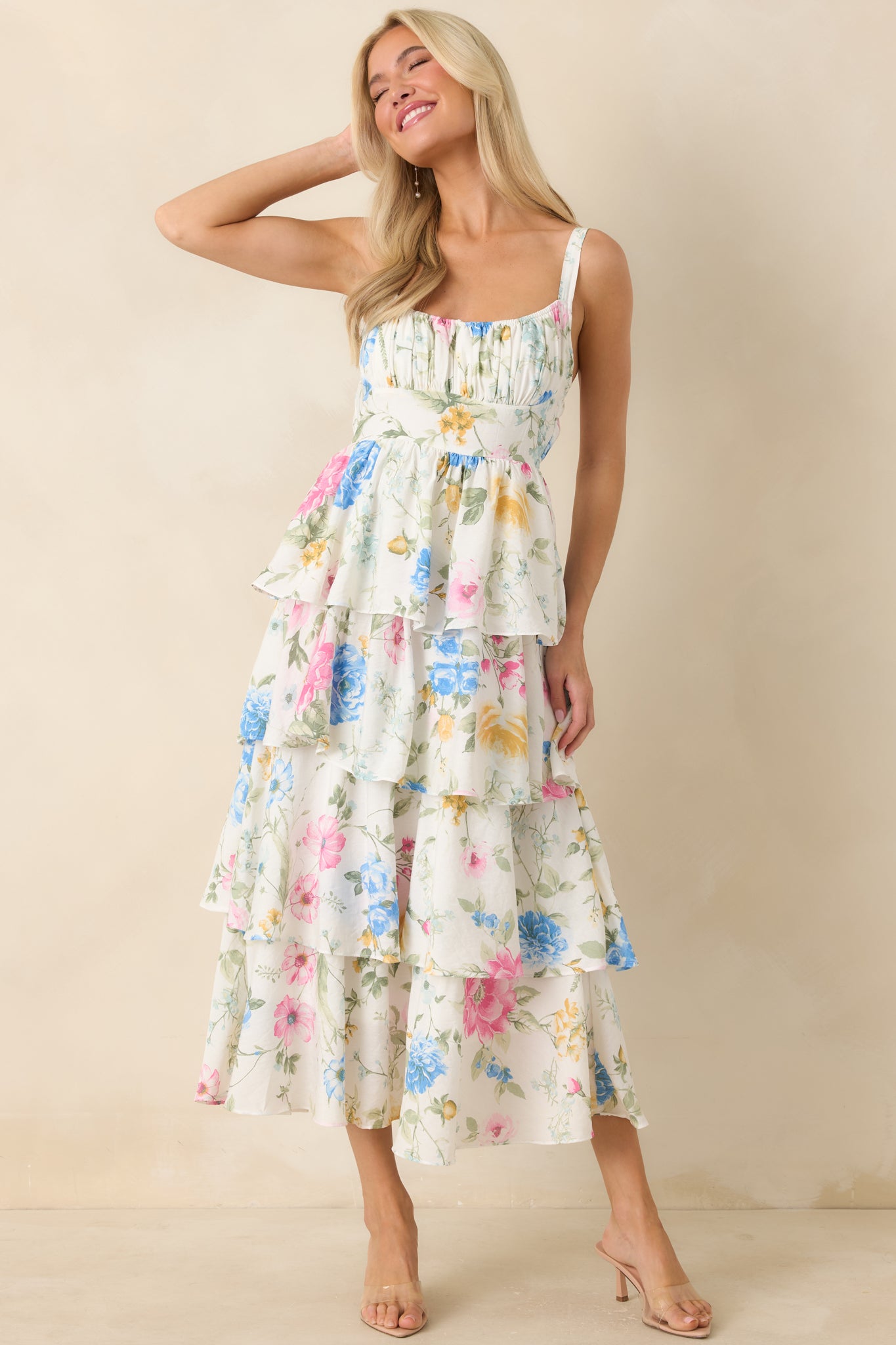 Could Stay Here Forever White Multi Floral Maxi Dress - gazingly