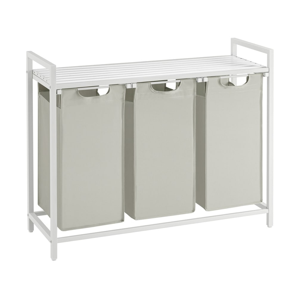 Brenda - Panier à linge 3 compartiments - l92,5 cm - gris clair