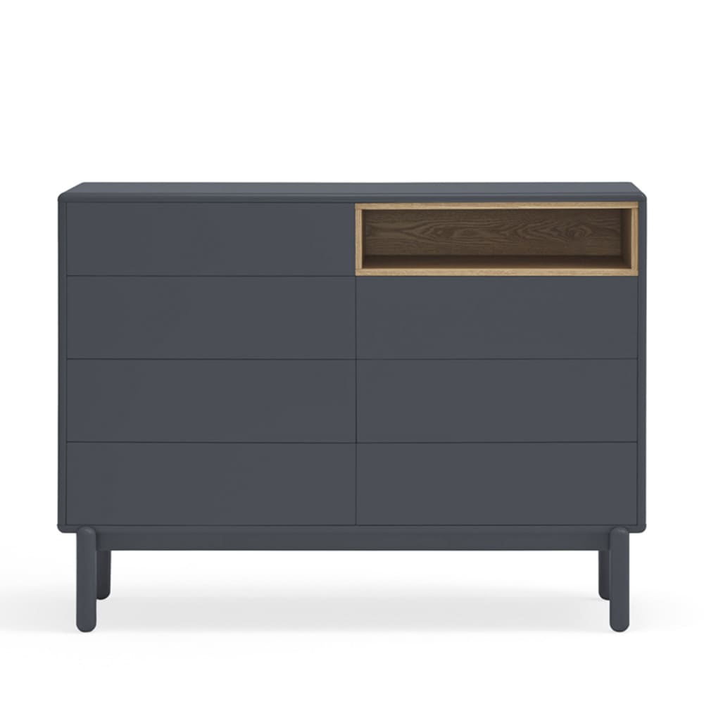 Corvo - Commode 7 tiroirs 1 niche en bois l120xh90cm - gris anthracite