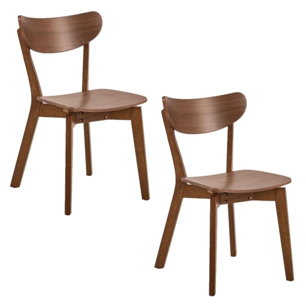 Suzanne - Lot de 2 chaises rétro en bois effet noyer Marron
