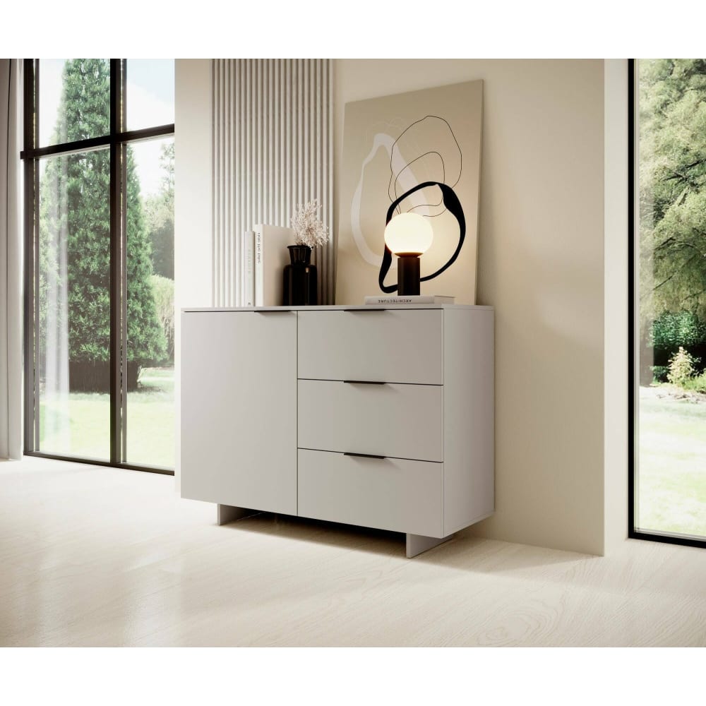 Buffet en bois nobilité beige 120x42x90h cm