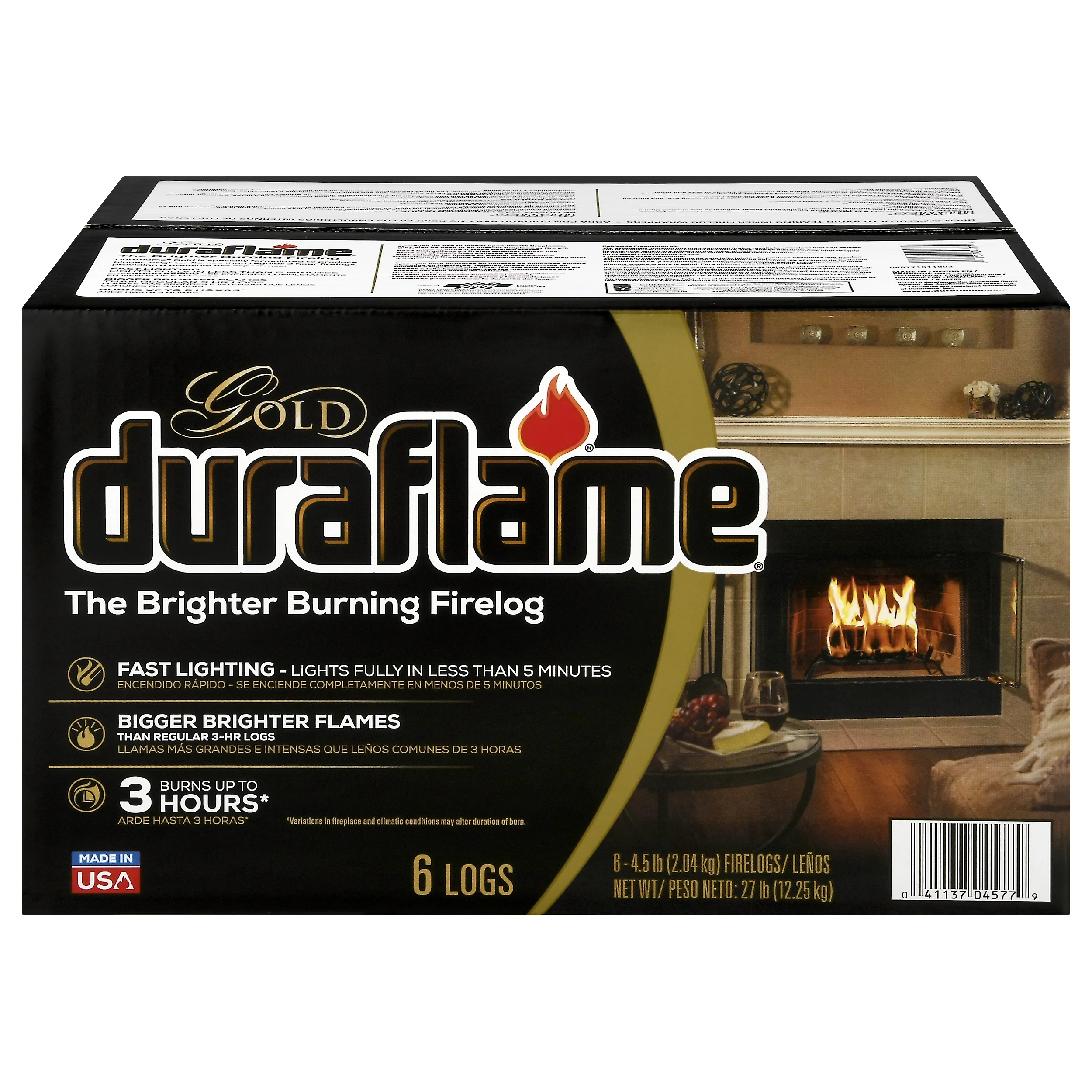Gold Ultra Premium 4.5lb Firelogs, 6-Pack Case, 3 Hour Burn
