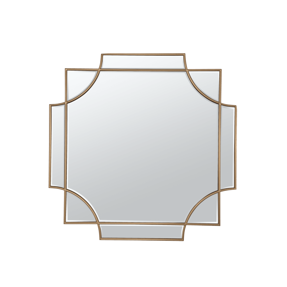 Miroir art déco doré cuivré 80x80cm