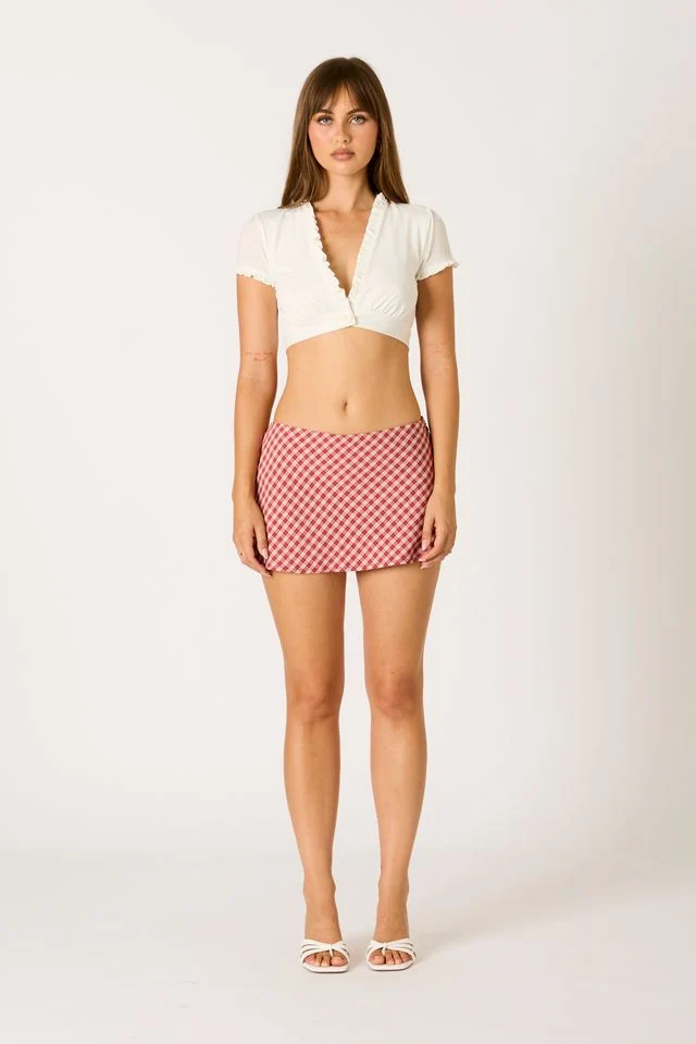 Gingham Print Mini Skirt - guttulla