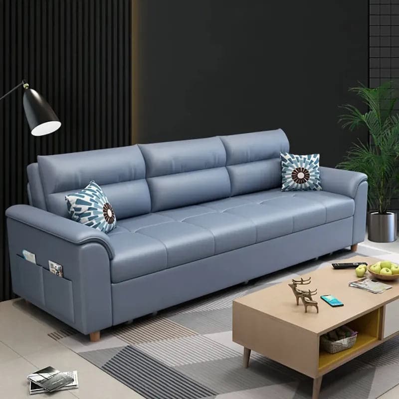 74′′ Blue Full Sleeper Convertible Sofa with Storage & Pockets Sofa Bed