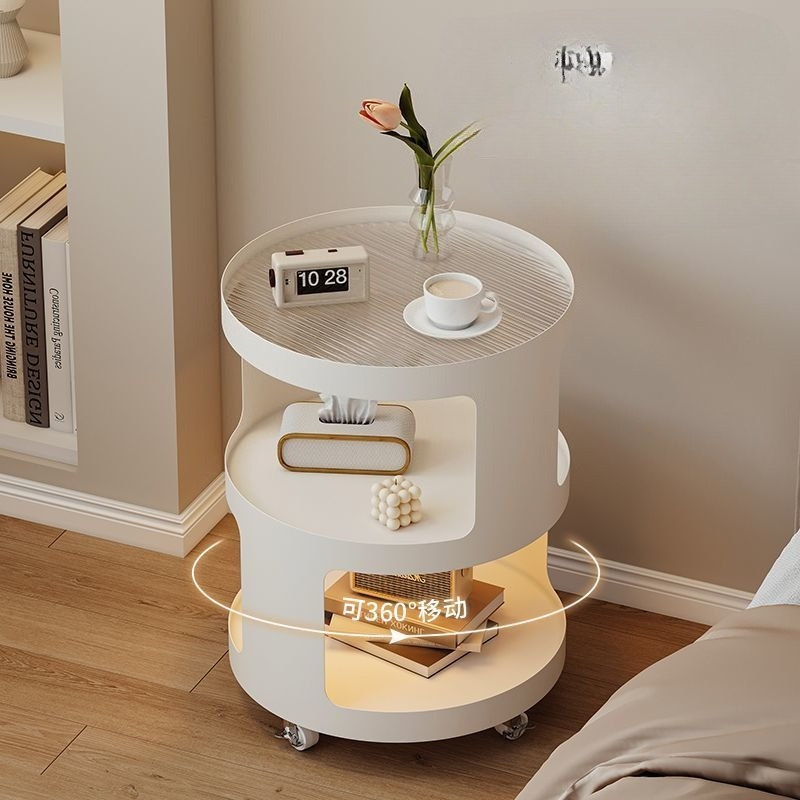 3-Tier Rolling Nightstand Table