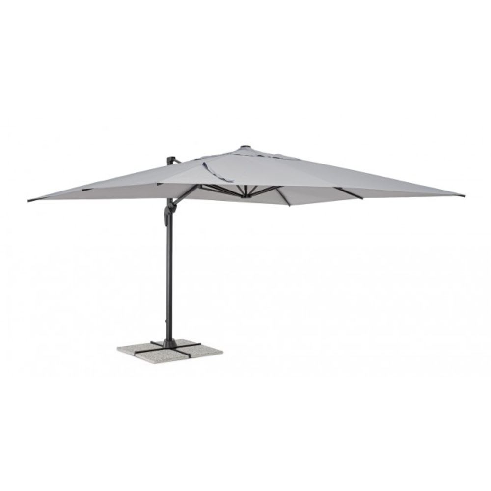 Vega - Parasol suspendu en aluminium avec mât en aluminium, toile grise 3x4