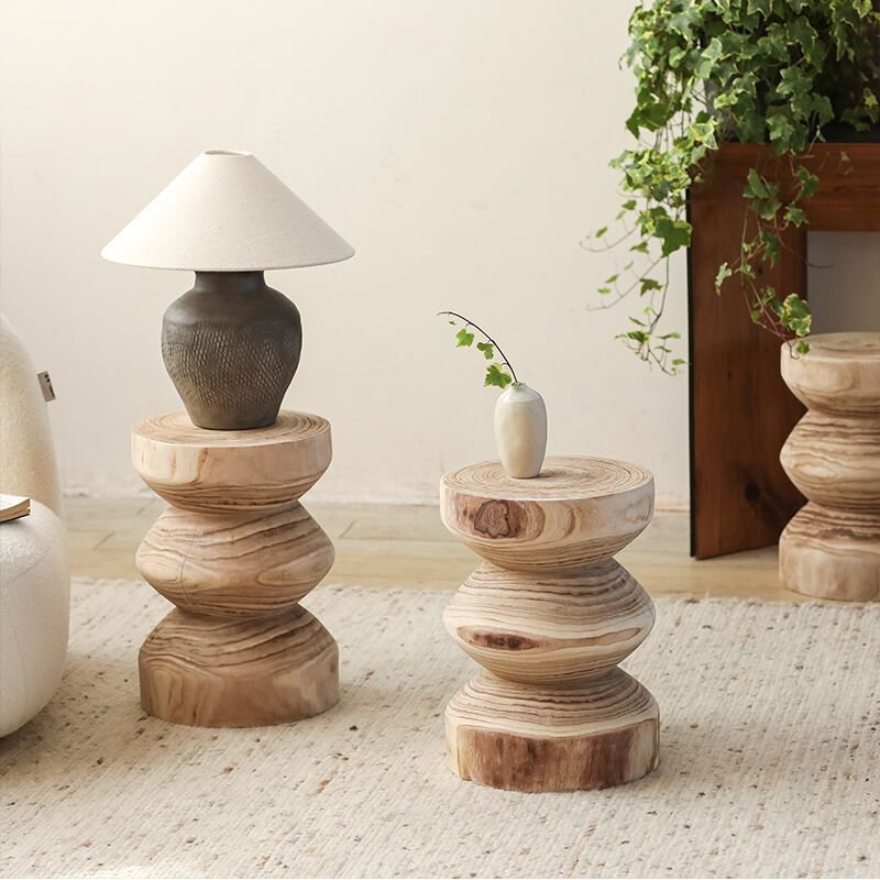 Wabi-Sabi Wooden Low Stool