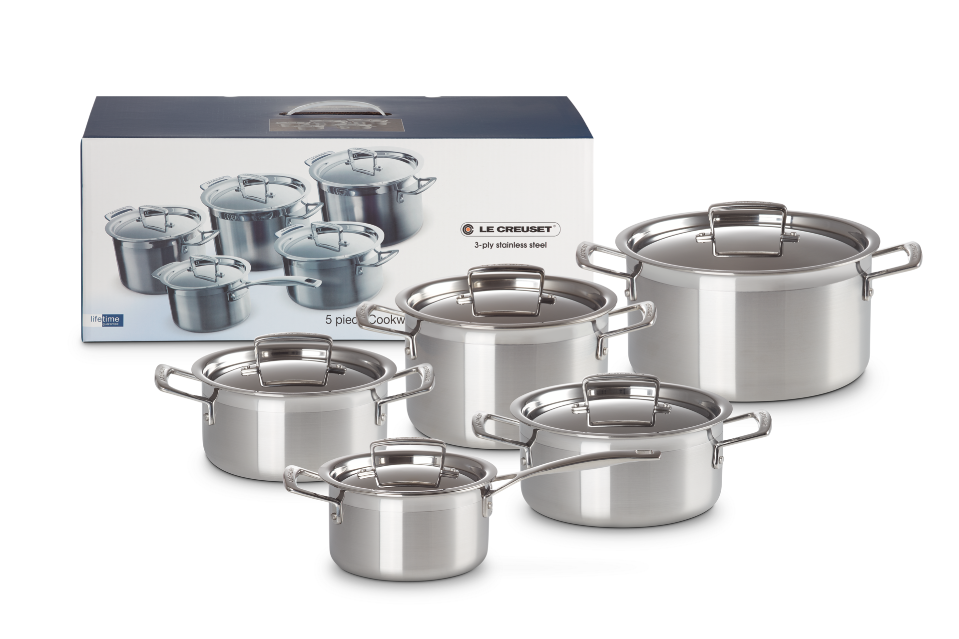 3-ply Stainless Steel 5-piece Cookware Set