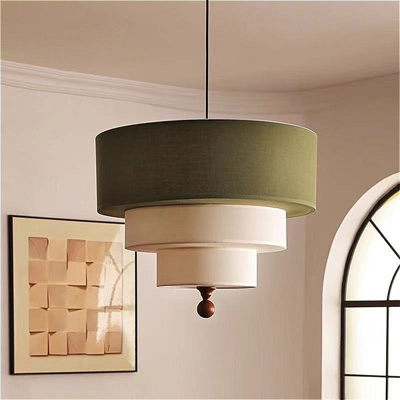 Wabi-Sabi Fabric Wooden Pendant Lamp
