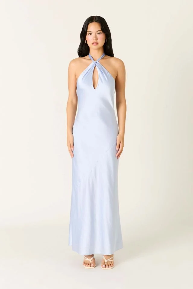 Satin Keyhole Maxi Dress - guttulla