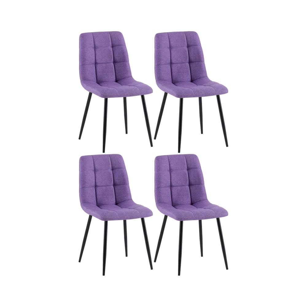 Antibes - Lot de 4  chaise salle à manger et assise en tissu Violet