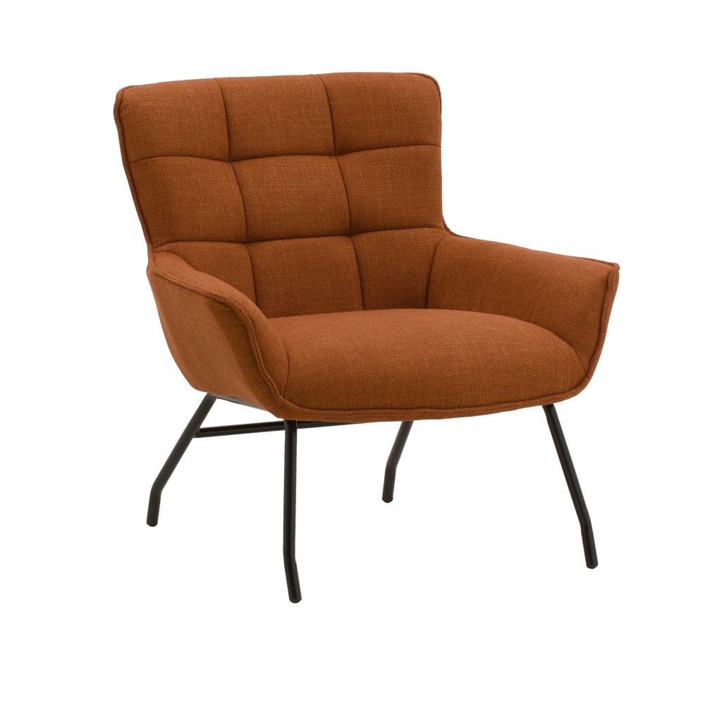 Woolwich - Fauteuil en tissu terracotta et pieds en métal noir