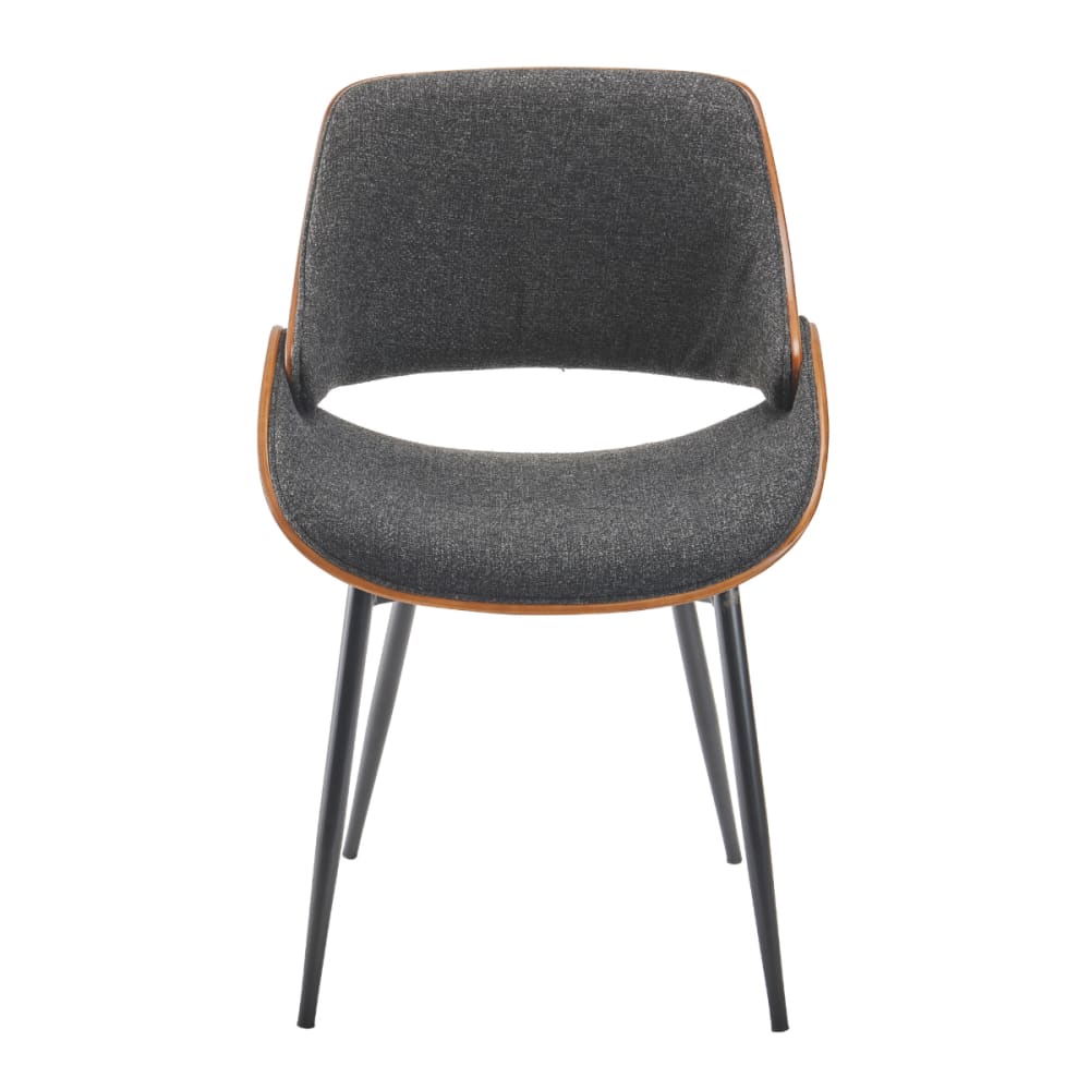 Mannix - Chaise finition noyer avec assise en tissu gris - h78 cm
