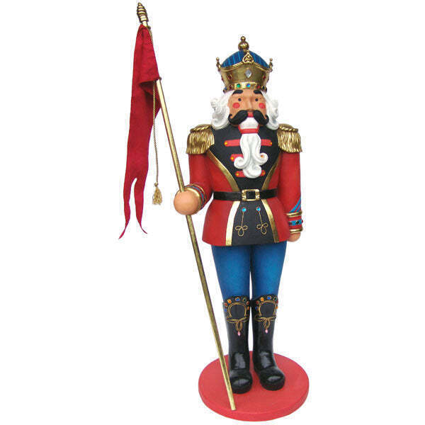6' Nutcracker Soldier With Flag Life Size Christmas Statue