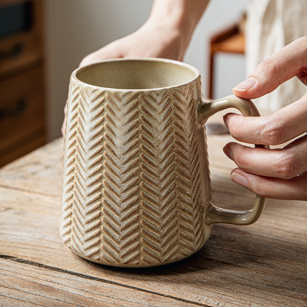 Vintage Relief Ceramic Mug