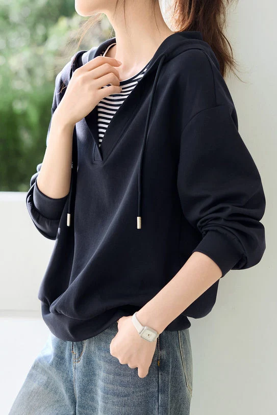 Casual Office Versatile Fake Two-Piece Sweatshirt - gazingly