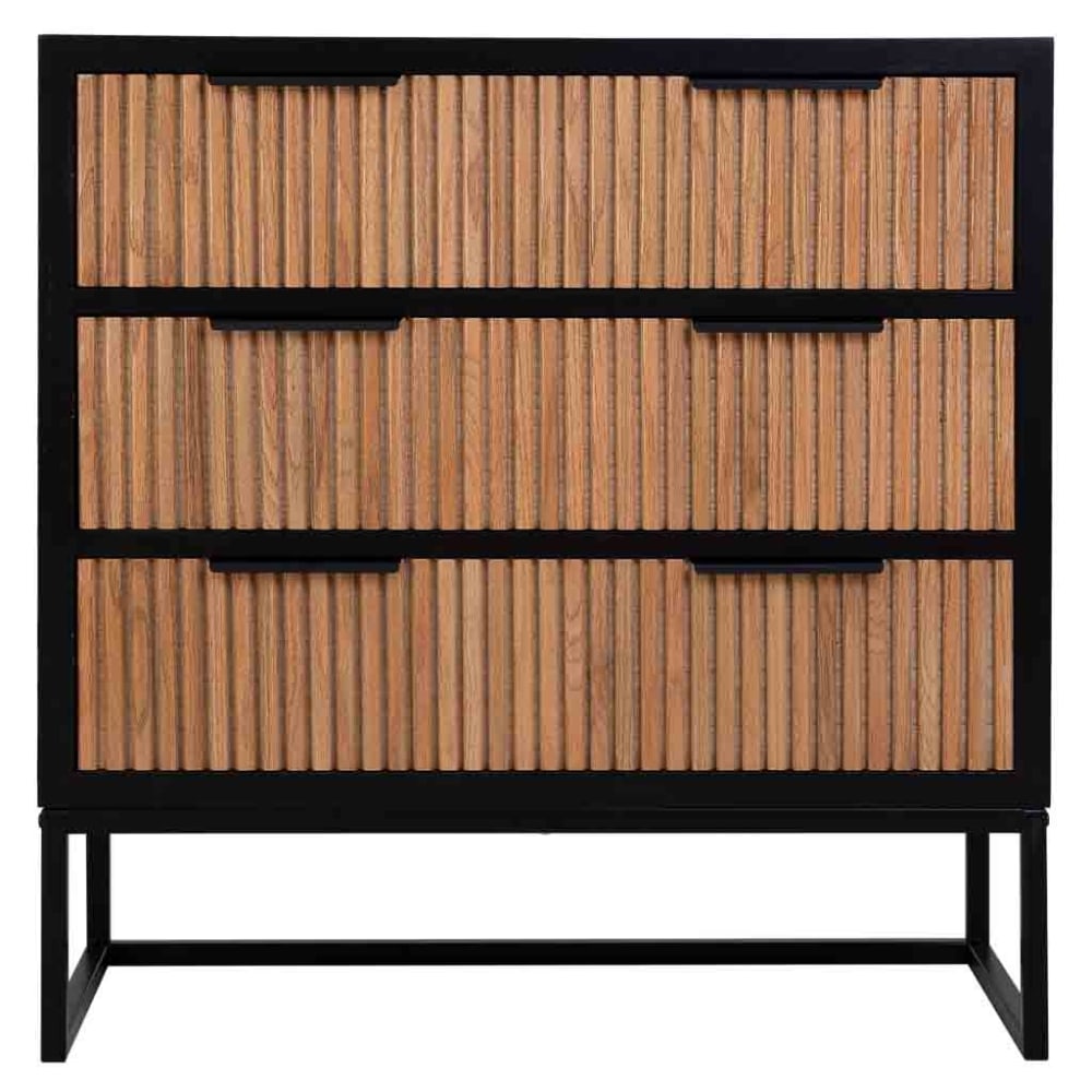 Saori - Commode 3 tiroirs bois et métal 80x39,5x81h cm