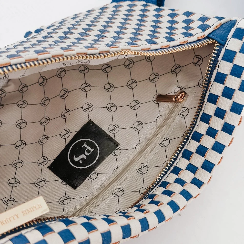 Woven Bum Bag - Blue & White Check