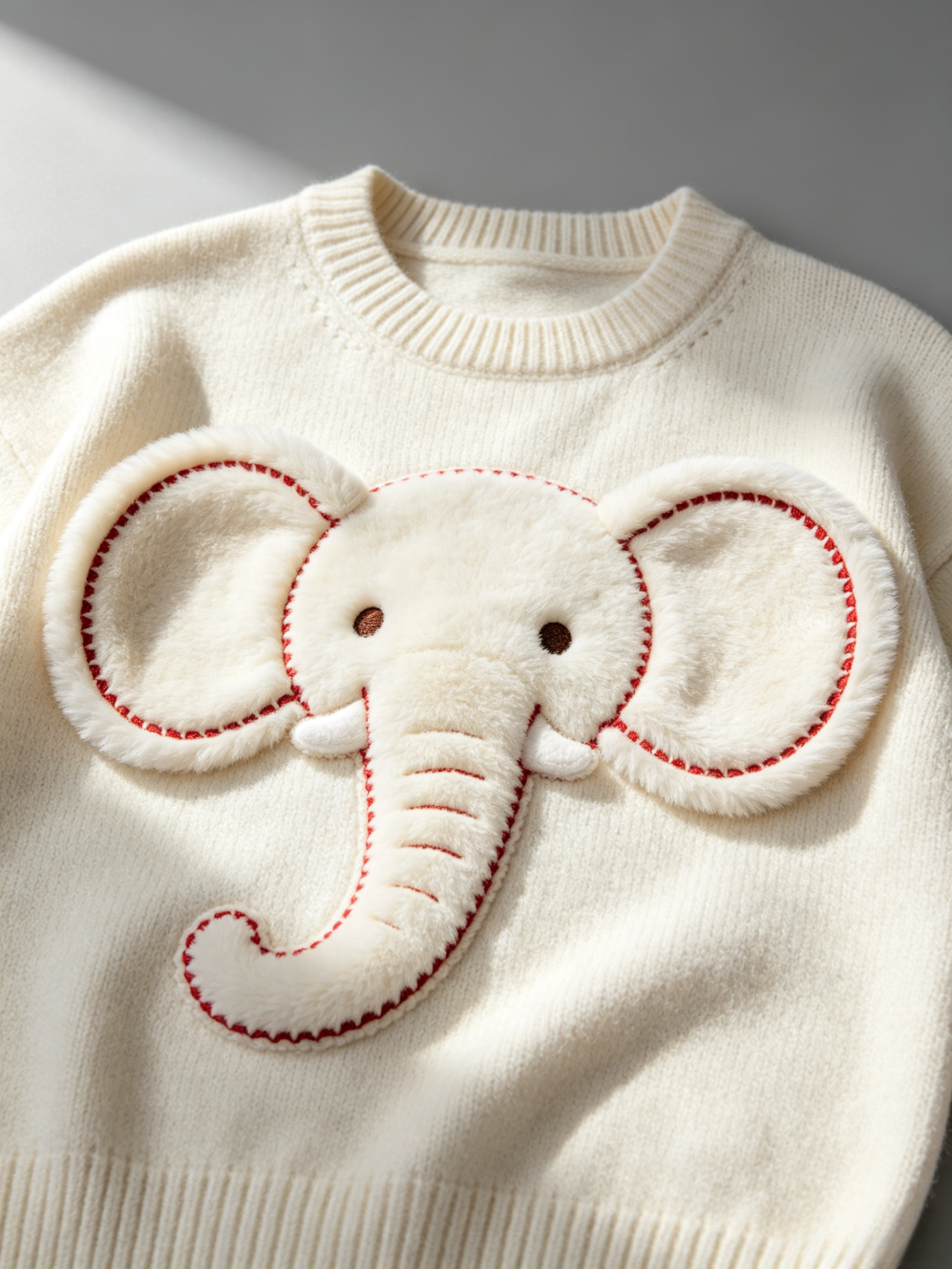 Stay In Character White/Crimson Elephant Sweater