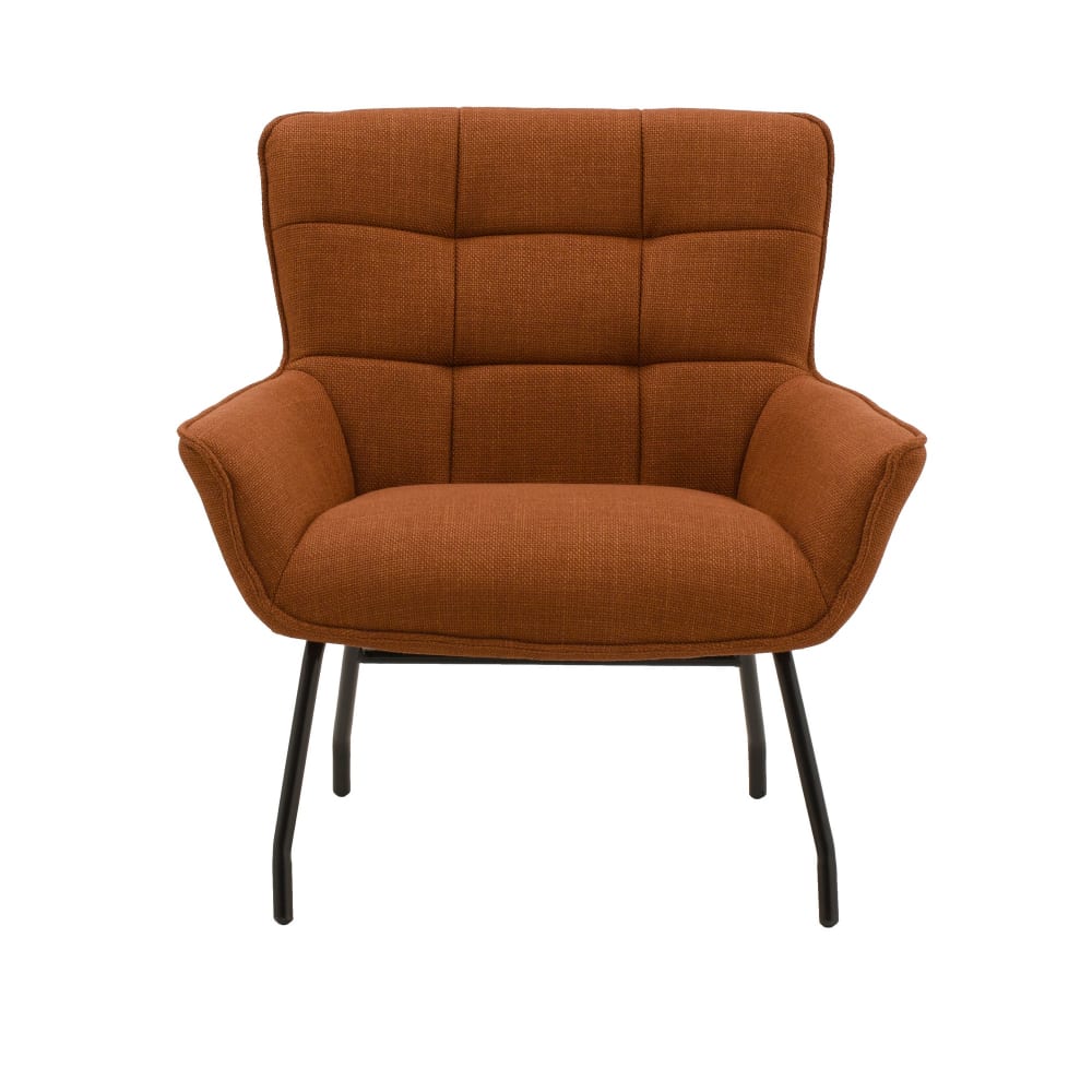 Woolwich - Fauteuil en tissu terracotta et pieds en métal noir