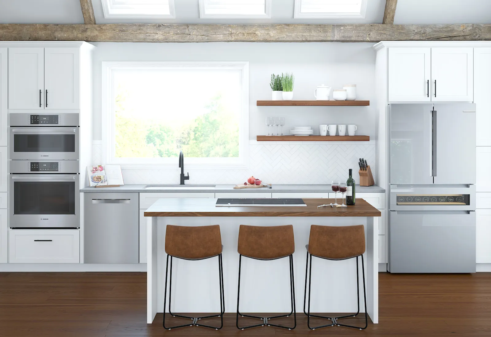 Bosch B36CL81ENG 800 Series French Door Bottom Mount Refrigerator, Glass door 36'' Stainless Steel