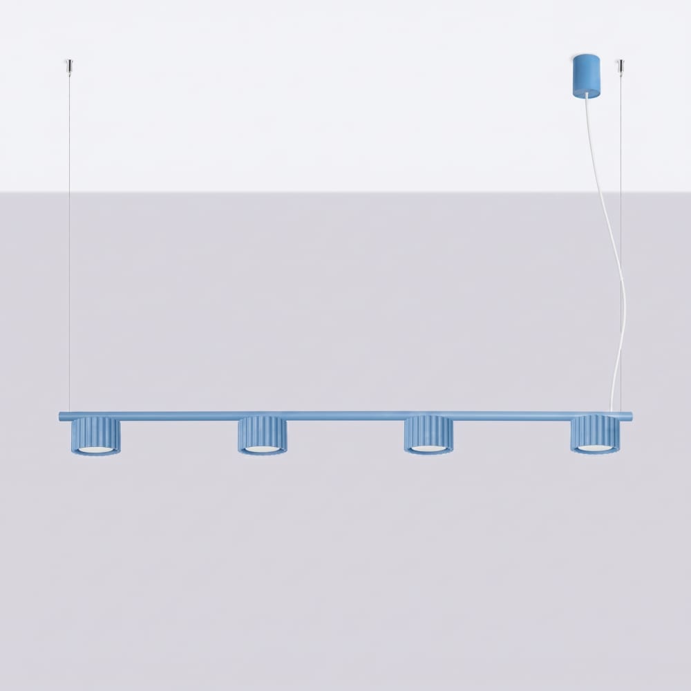 Aura - Lustres aluminium bleu clair H 208 cm