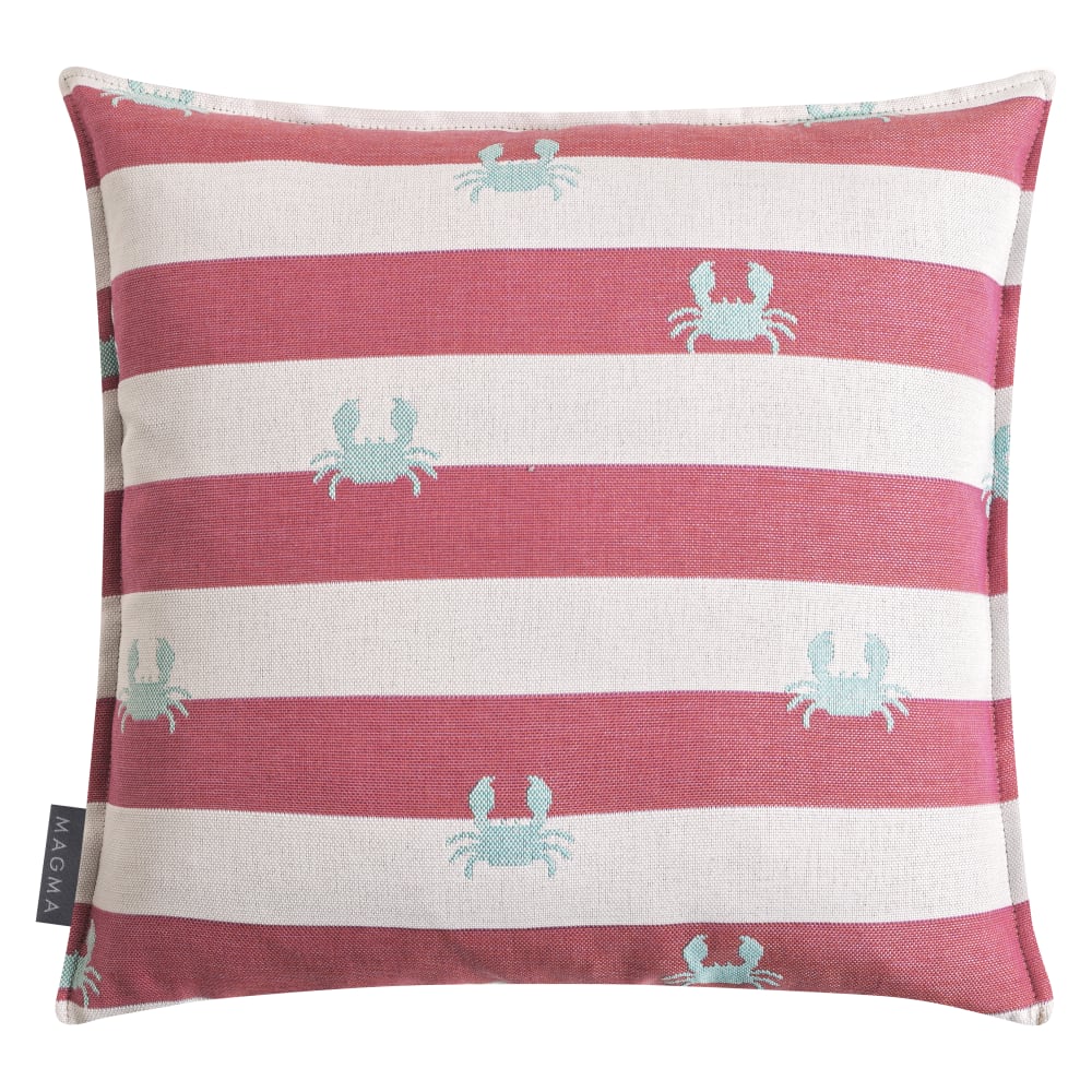 Crab - Housse de coussin rayée d'extérieur rose crabe jacquard 45x45cm