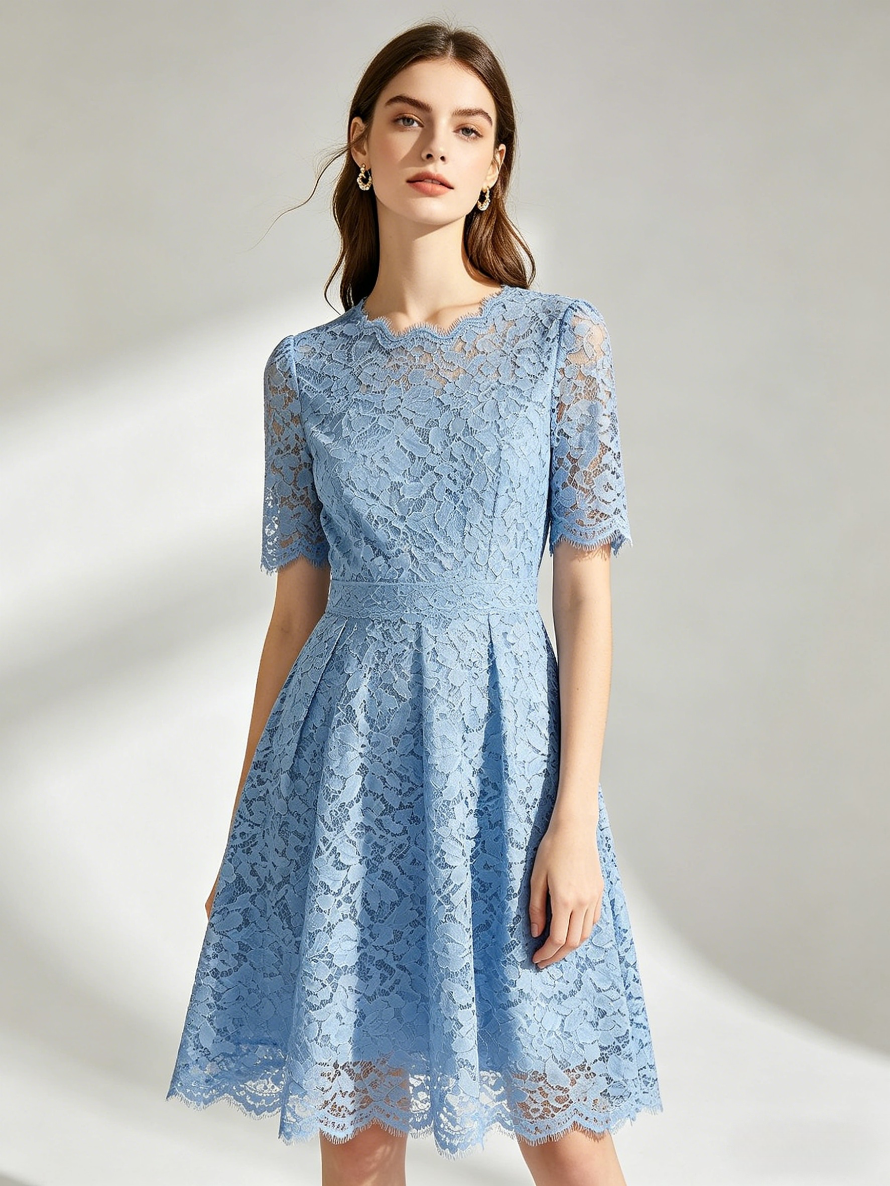 Halter neck lace maxi dress