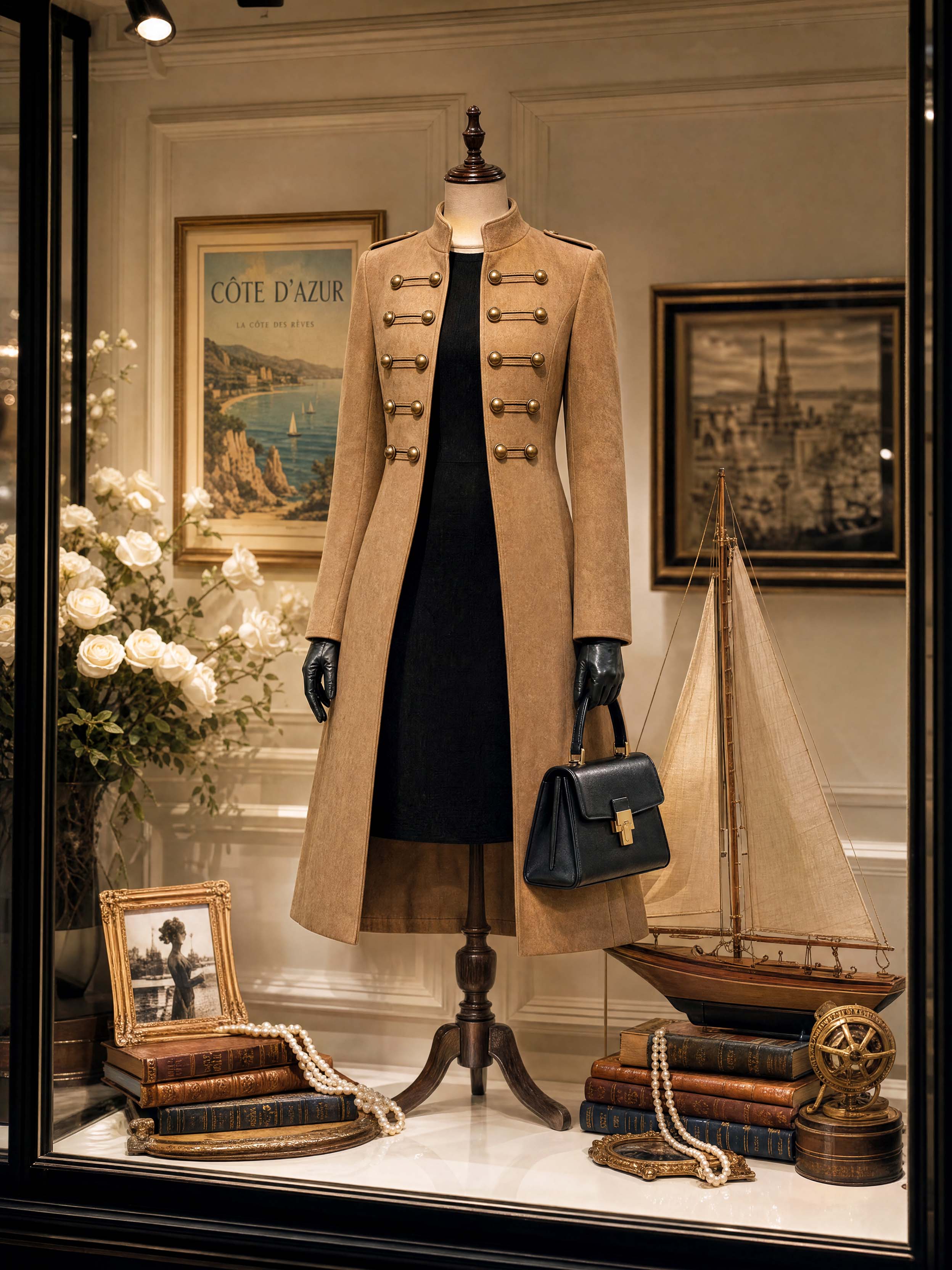 Suede Military Long Overcoat For Women - jugjet