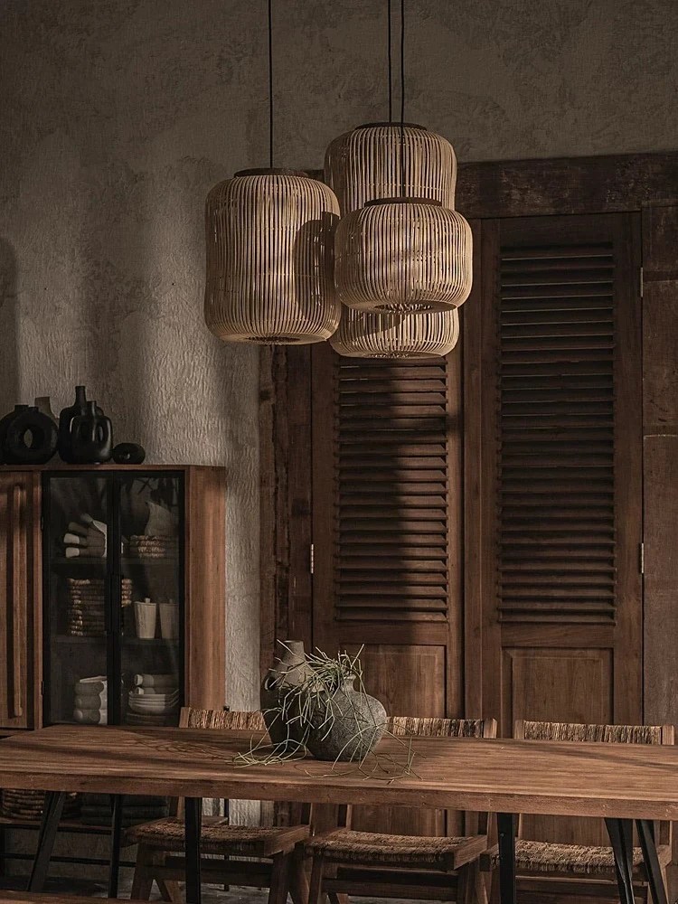 Vintage Wabi-Sabi Rattan Pendant