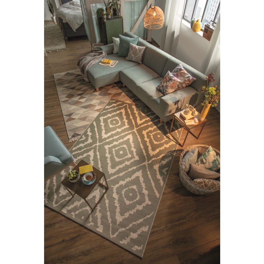 GARDEN - Tapis moderne outdoor d'extérieur tissé plat vert 123x180