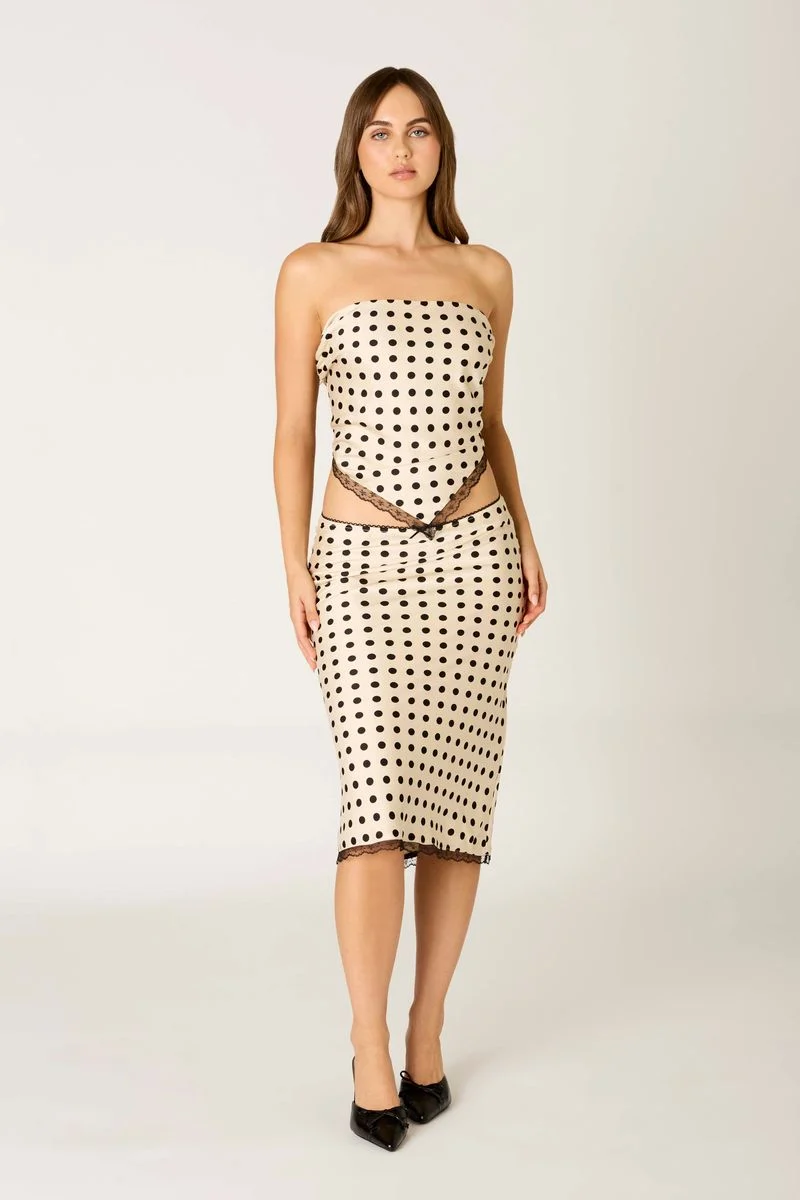 Satin Polka Dot Bandeau Top - guttulla