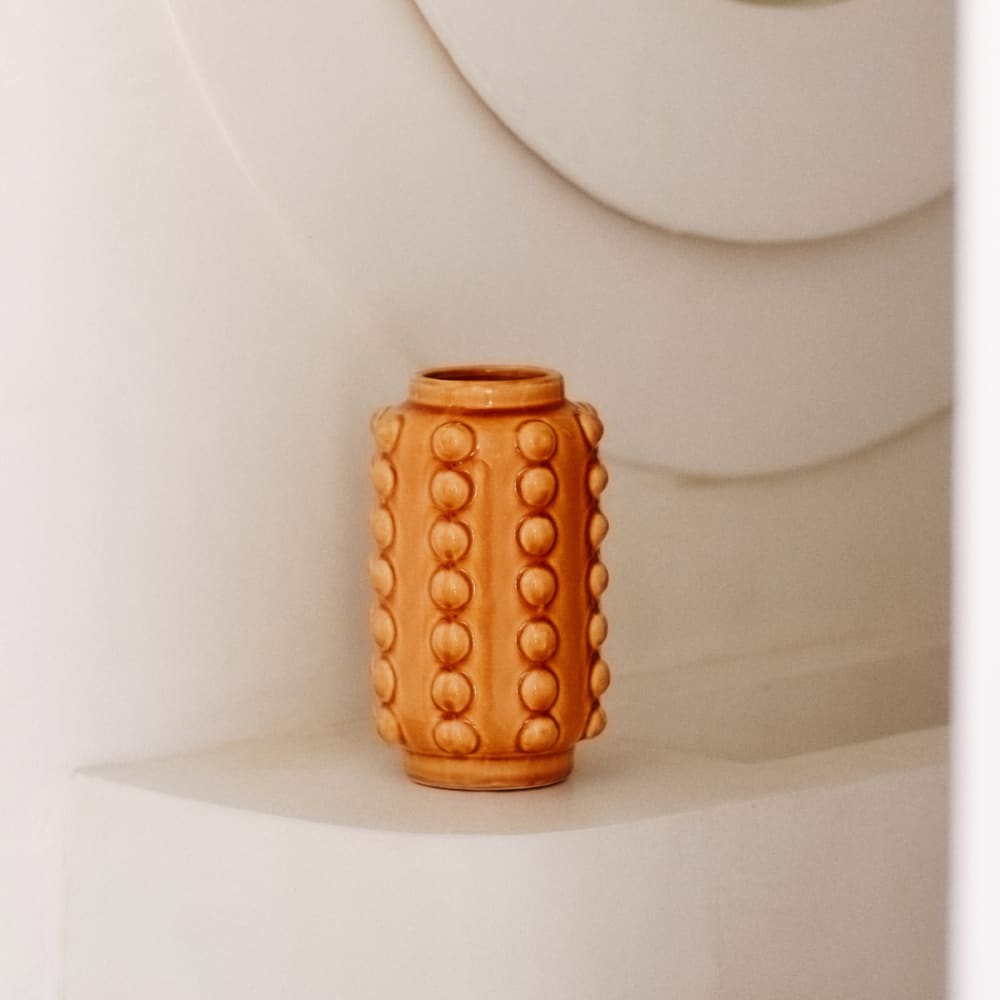 Assia - Vase décoratif en céramique orange h20