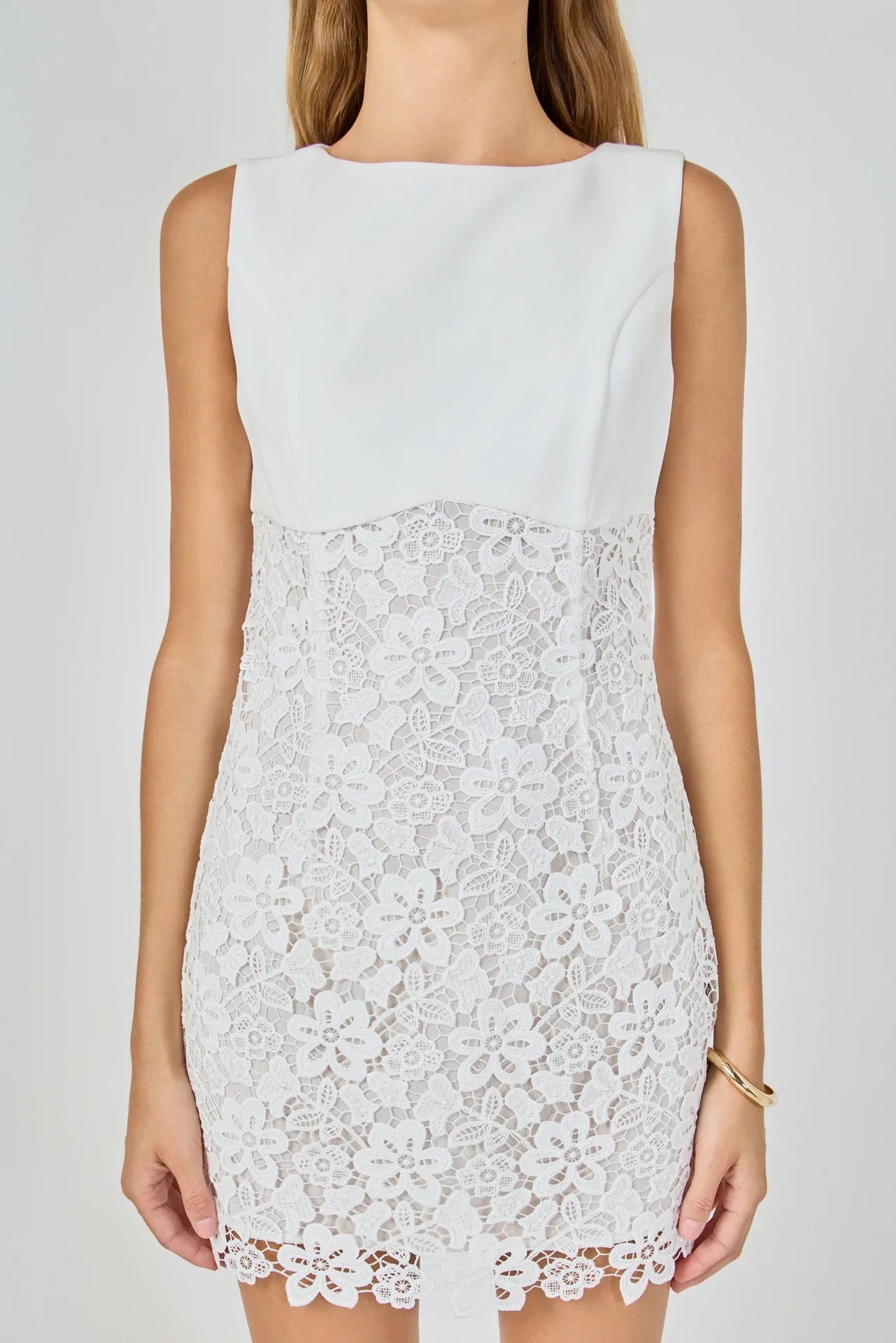 Lace Combo Mini Dress - vipsense