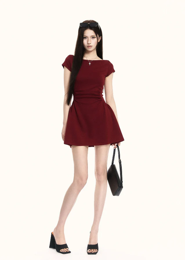 Precision Boat Neck Mini Dress