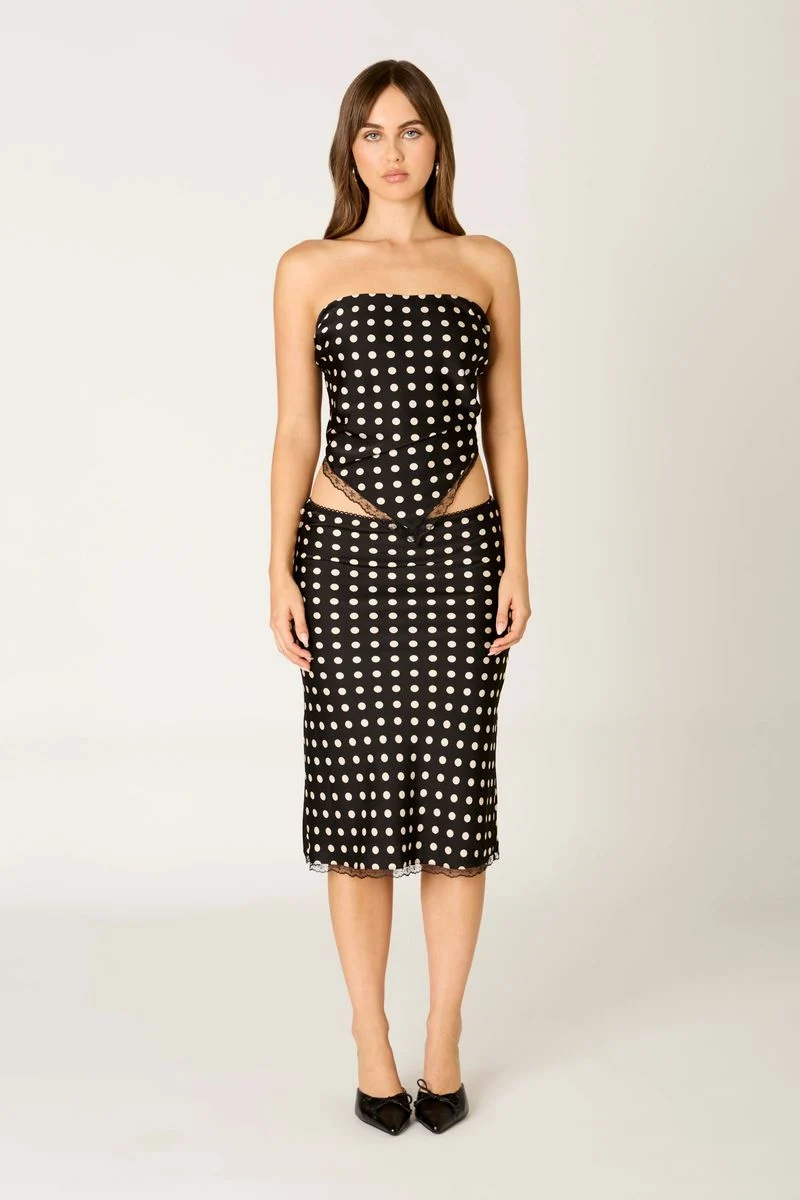 Satin Polka Dot Bandeau Top - guttulla