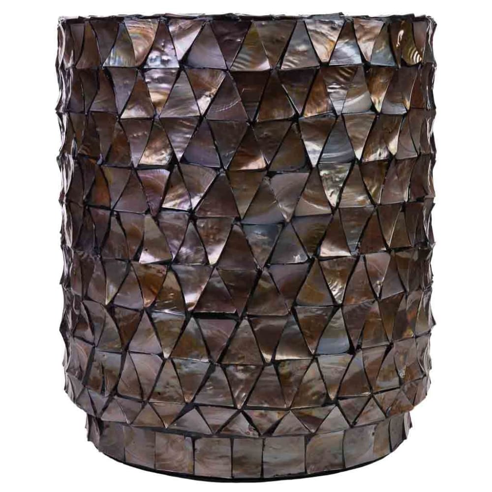 Table d'appoint en bois et nacre marron D40x51/7